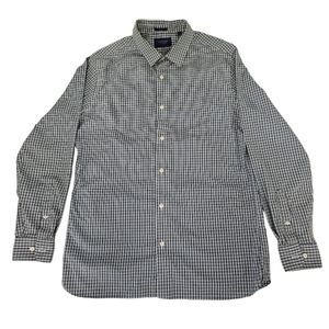 Fairlane Mens Long Sleeve Slim Fit Plaid Green Shirt Size Large Non-Iron Stretch